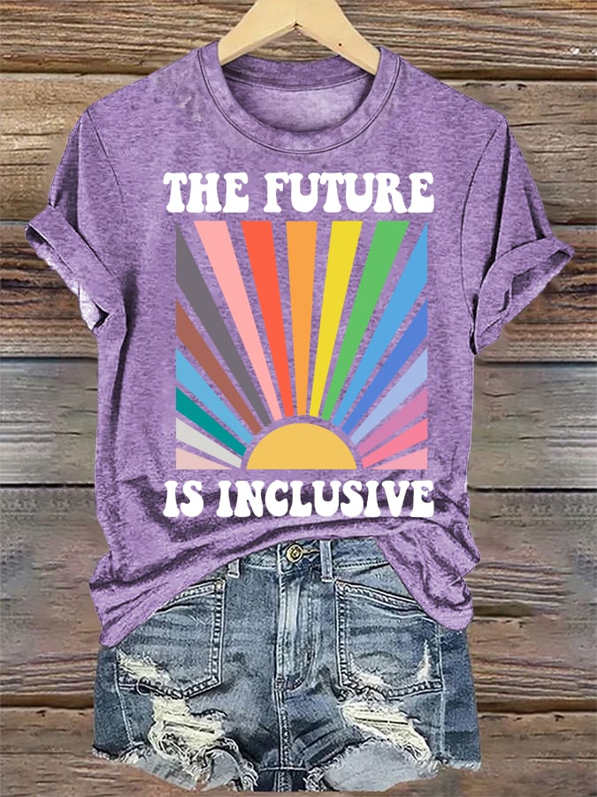 Women's Pride Month Rainbow Print T-Shirt