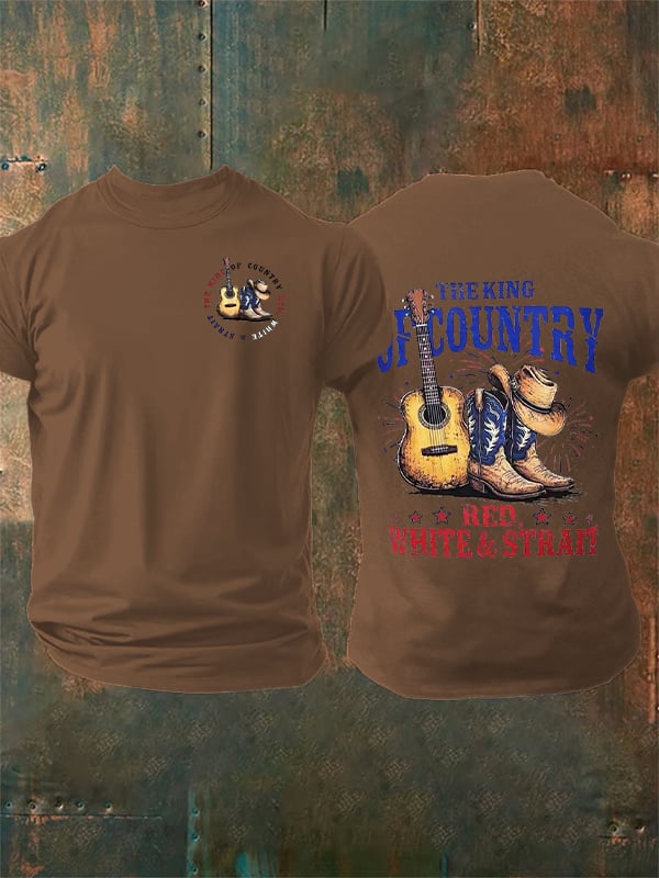 Men's RED WHITE & STRAIT Print T-Shirt