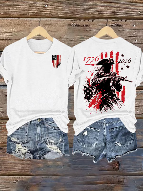 Women's 250th Anniversary Distressed American Flag 2-sided Shirt