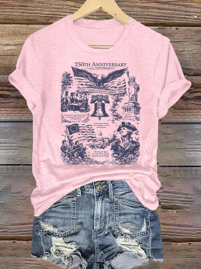 Women's Retro USA 250th Anniversary Print T-Shirt