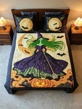 Halloween-Witch Quilt Bedding Set-Three-Piece Quilted Bedding Set
