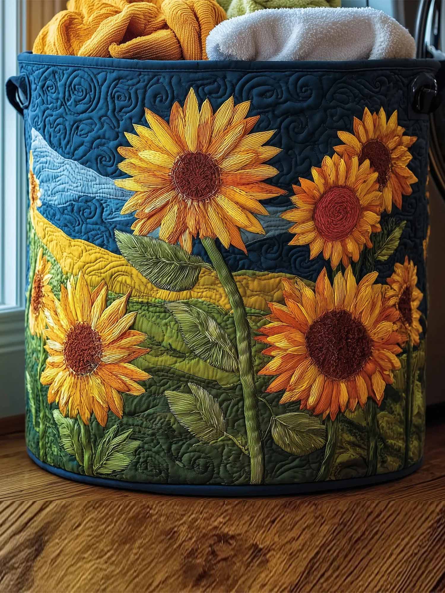 Sunflower Quilted Laundry Basket