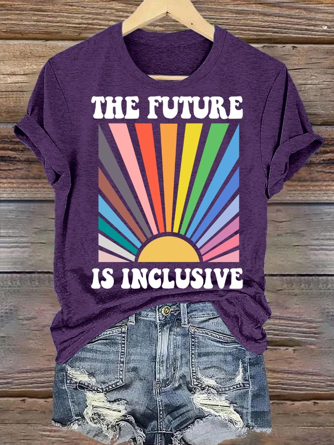 Women's  Pride Month Rainbow Print T-Shirt