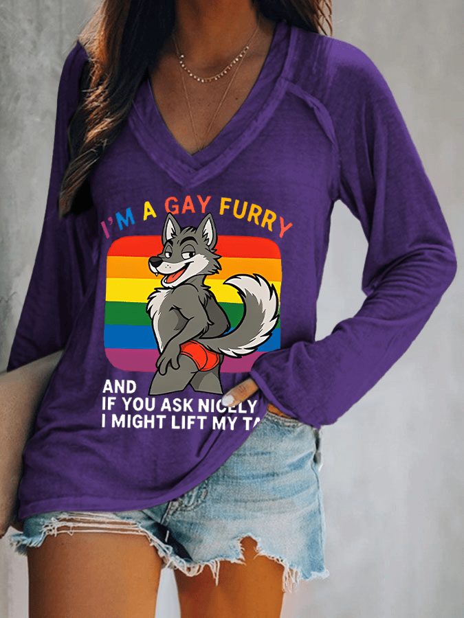 Women's  I'm a gay furry Funny LGBTQ Pride Month Shirt