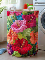 Hibiscus Glow  Quilted Laundry Basket