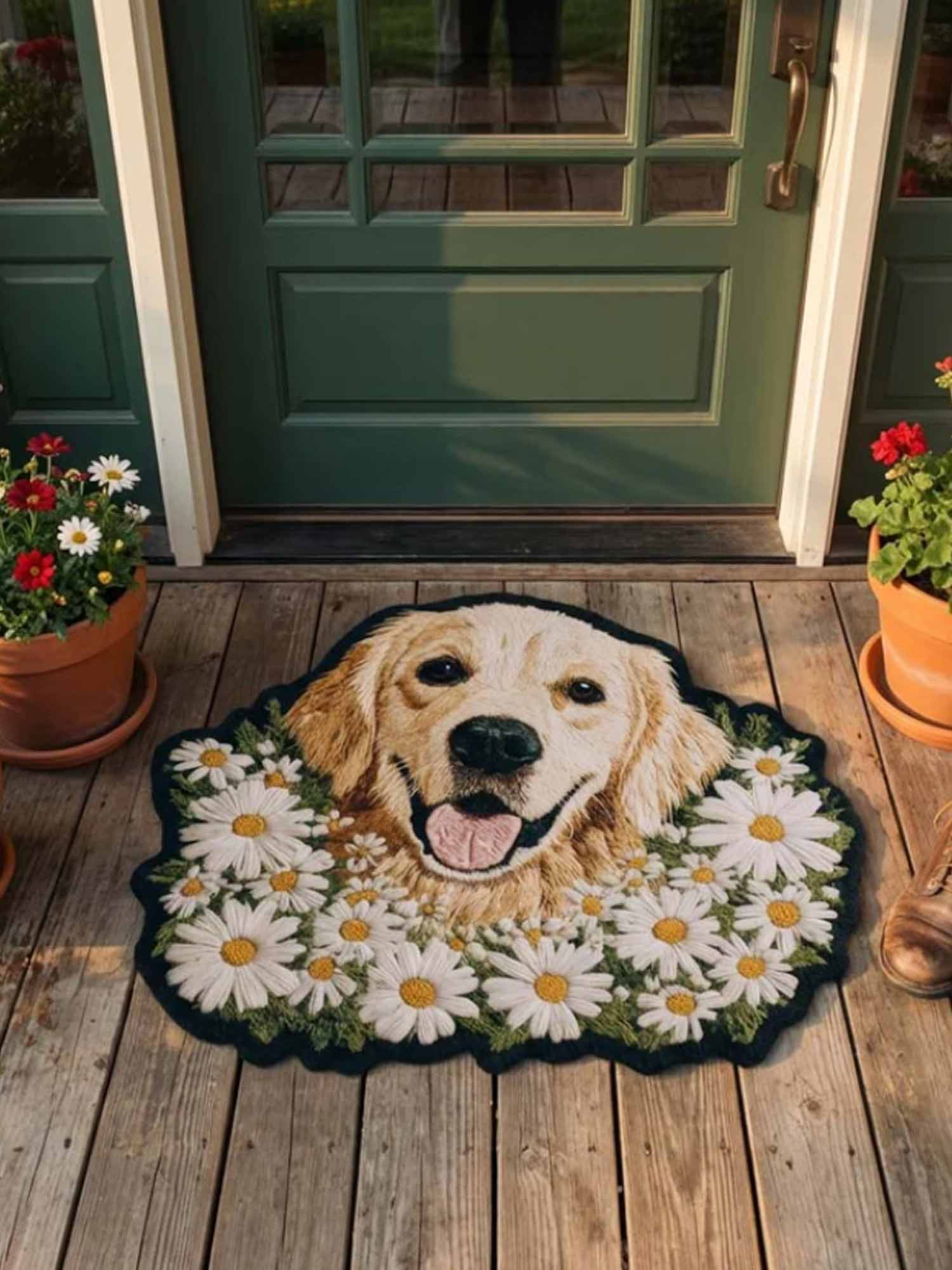 Daisy Golden Retriever Custom Shape Doormat