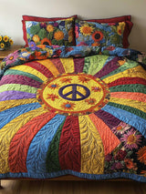 Peace Flower 3- Piece Quilted Bedding Set