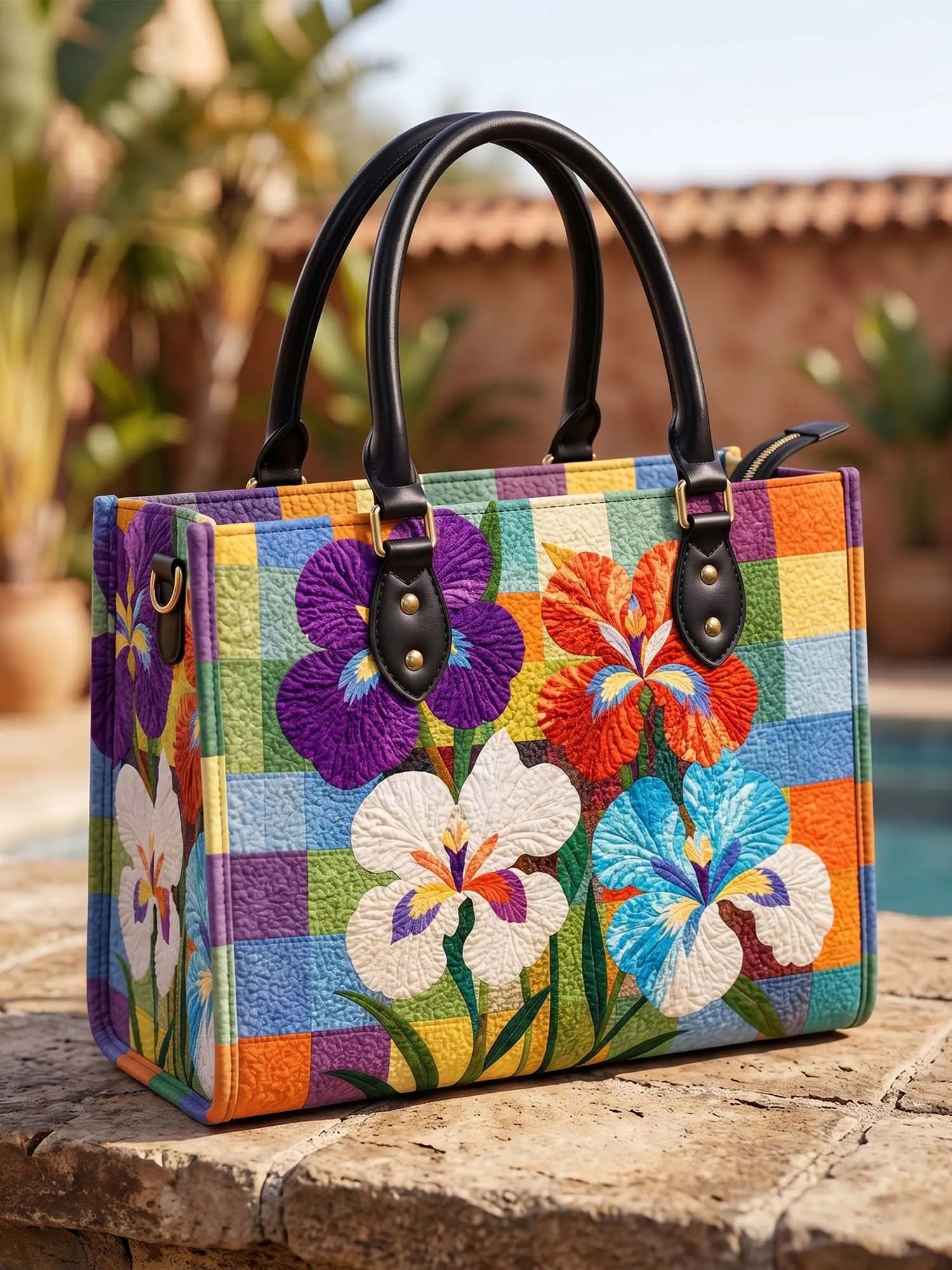 Iris Quilted Leather Strap Bible Handbag