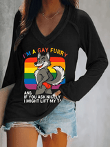 Women's  I'm a gay furry Funny LGBTQ Pride Month Shirt