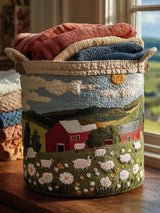 Sheep Meadow Quilted Laundry Basket
