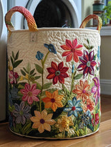 Flower Field Quilted Laundry Basket