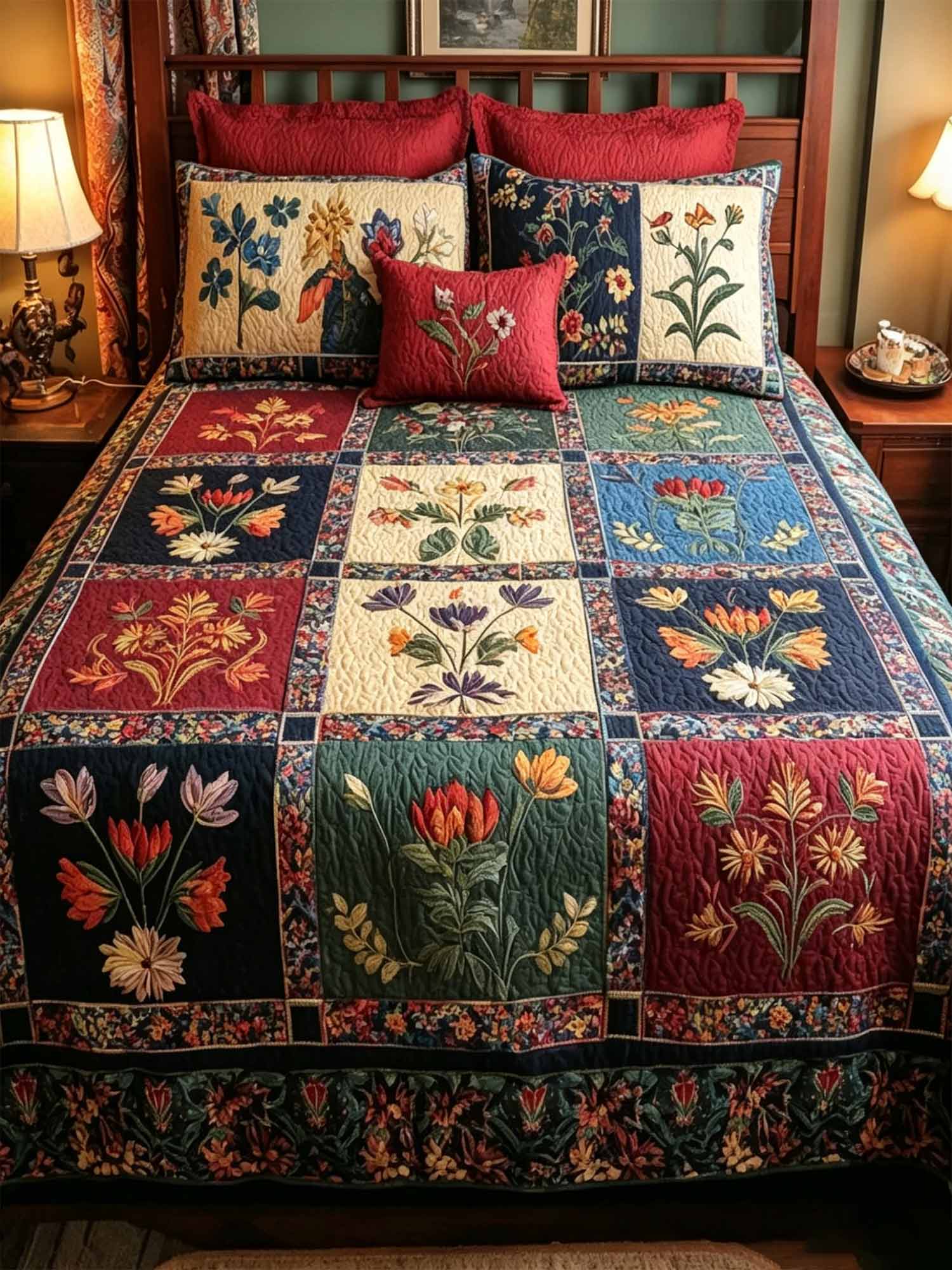 Wildflower Rows 3-Piece Quilted Bedding Set