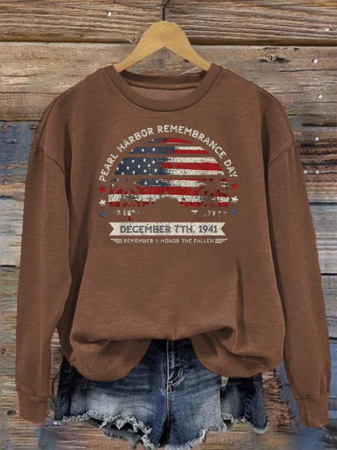 🔥Buy 3 Get 15% Off Women's   Pearl Harbor Memorial Day Hawaii USA Flag Day of Infamy Sweatshirt