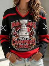 Women's Retro Ice Hockey Champs Print T-Shirt