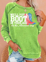 Women's  Courtesy of the Red, White and Blue Cowboy  Print Casual Sweatshirt