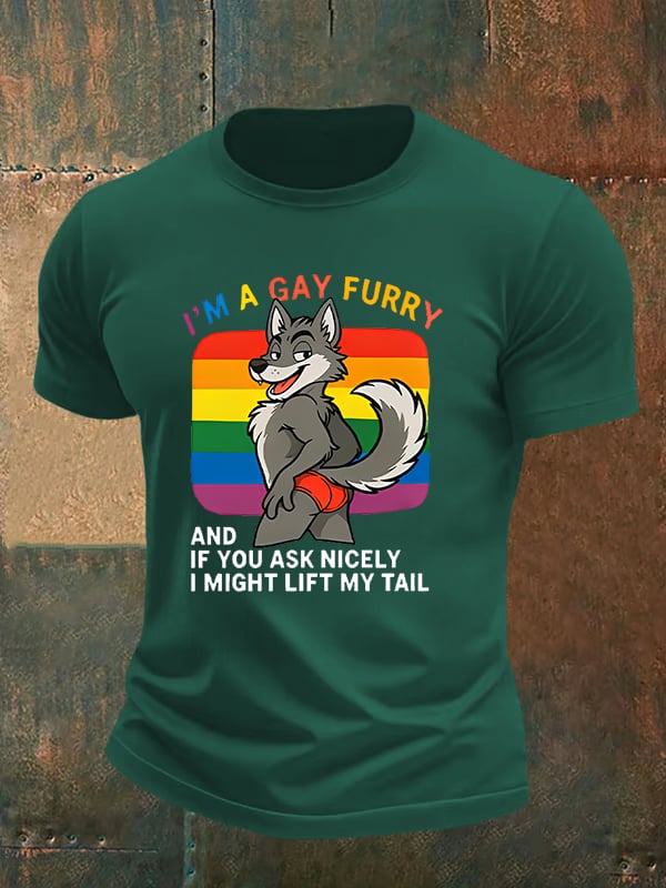 Men's I'm a gay furry Funny LGBTQ Pride Month Shirt