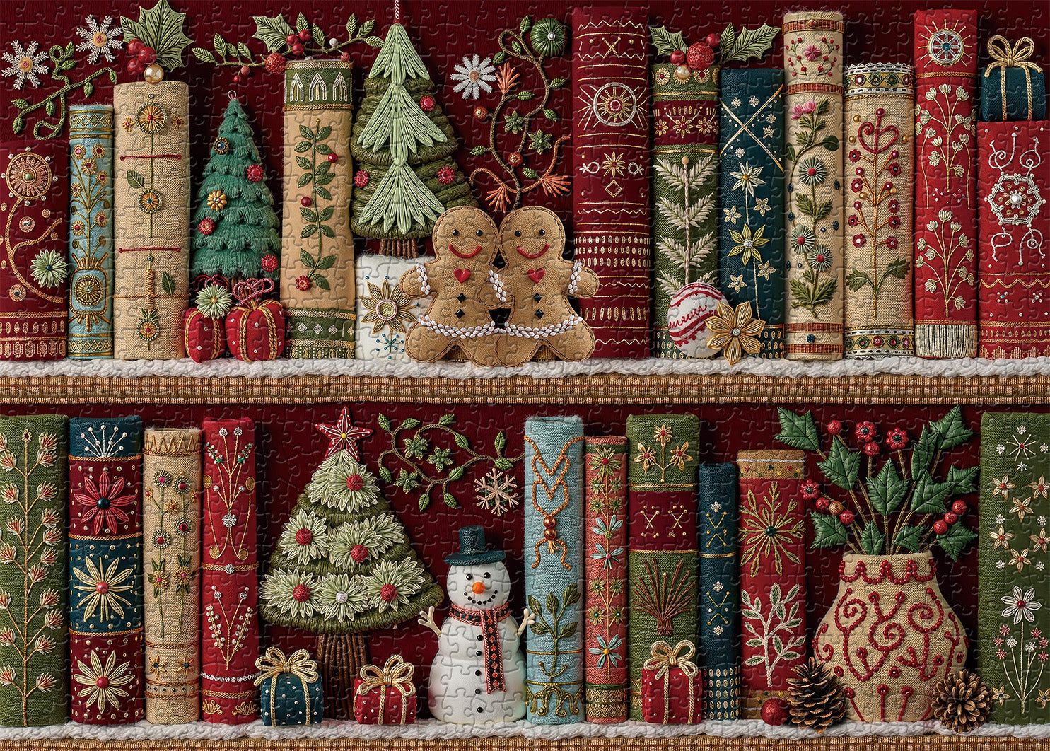 Cozy Christmas Bookshelf Jigsaw Puzzles 500/1000 Pieces