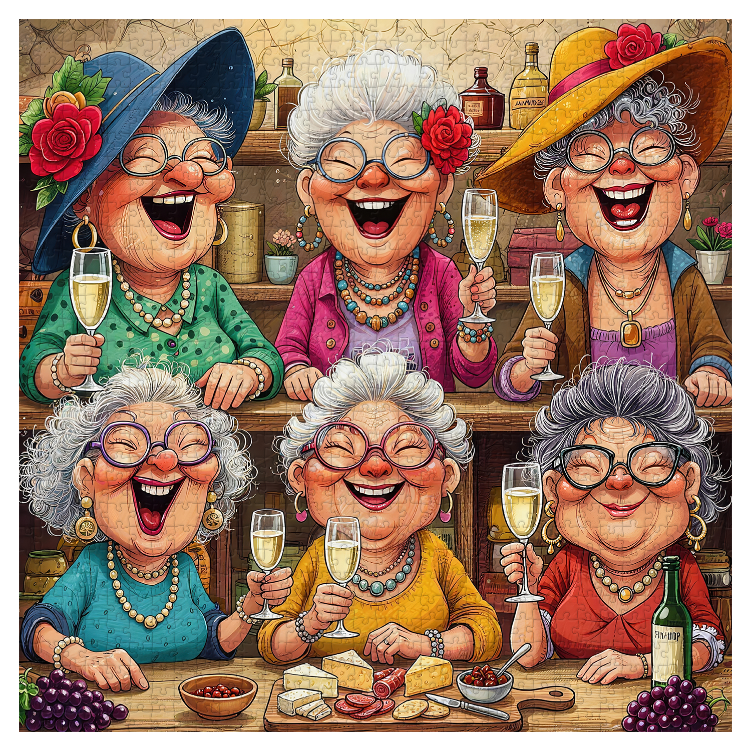 Tipsy Time with Besties Jigsaw Puzzle 1000 Pieces