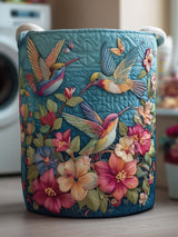 Flowers And Hummingbirds Quilted Laundry Basket