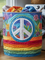 Hippie Peace Quilted Laundry Basket