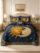 Celestial Sun Moon Mystic Garden Quilted 3-Piece Bedding Set