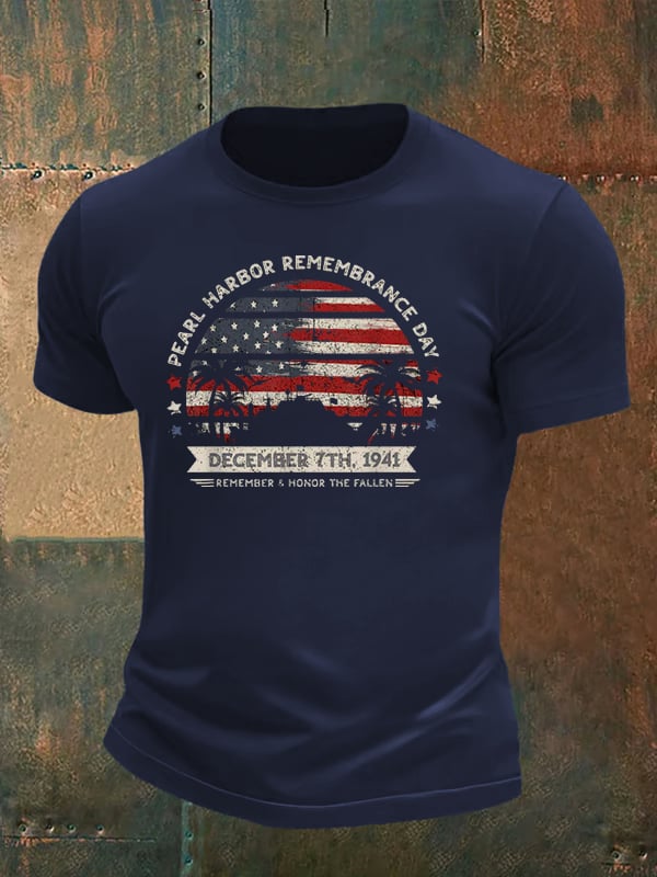🔥Buy 3 Get 15% Off Men's  Pearl Harbor Memorial Day Hawaii USA Flag Day of Infamy   T-shirt