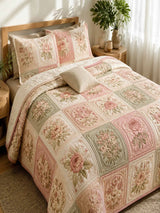 Garden Floral Rose 3-Piece Quilted Bedding Set