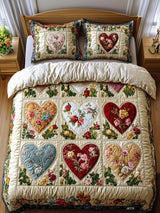 Patchwork Hearts 3- Piece Quilted Bedding Set
