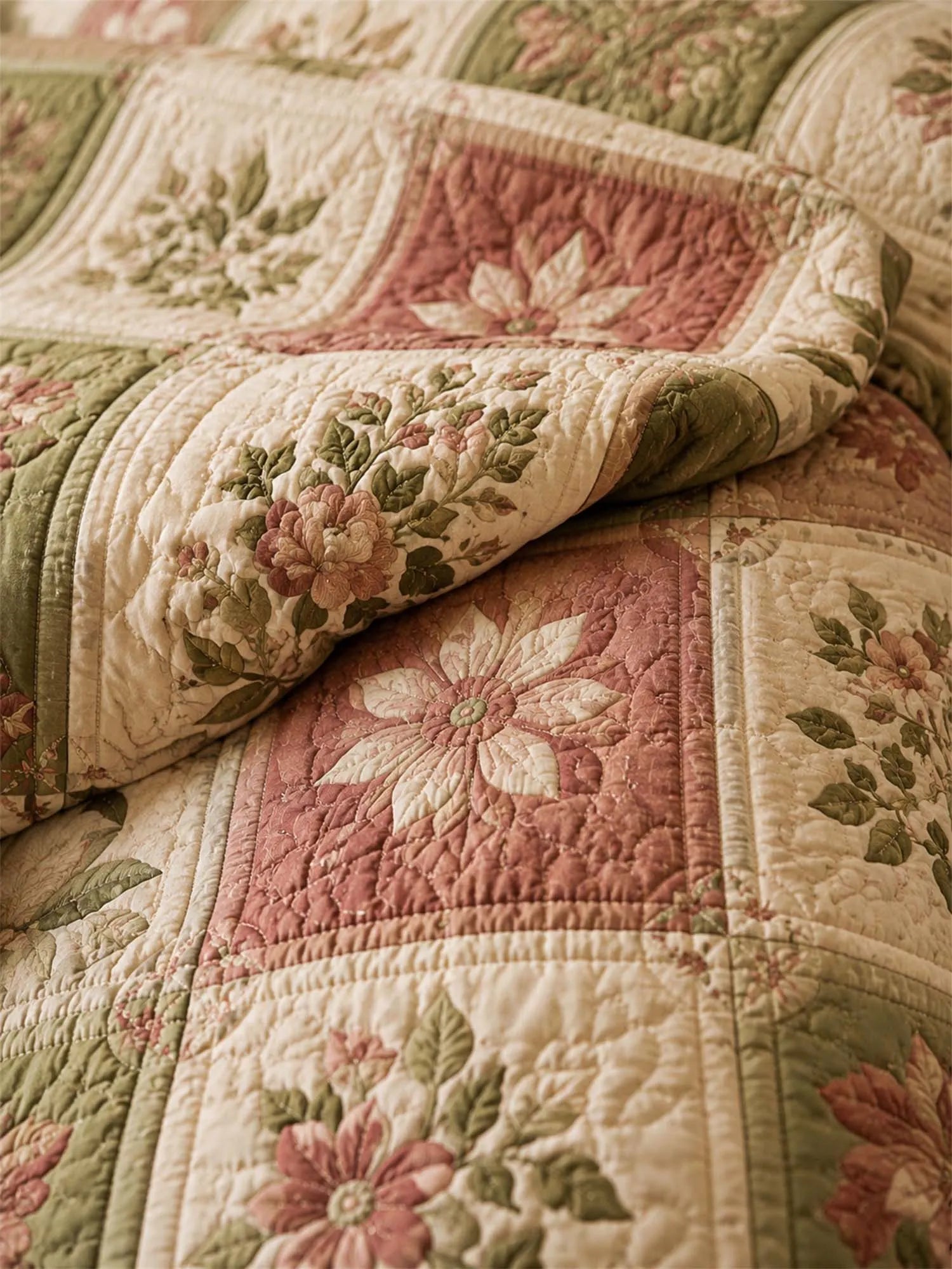 Cottagecore Floral 3-Piece Quilted Bedding Set