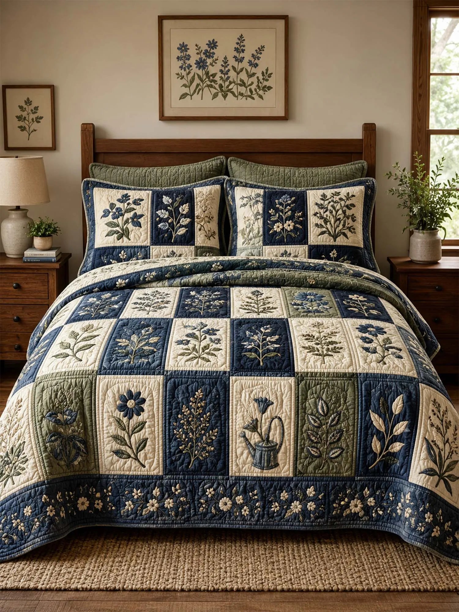 Cottagecore Floral 3-Piece Quilted Bedding Set