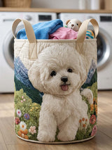 Adorable Bichon Quilted Laundry Basket
