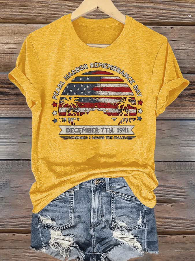 🔥Buy 3 Get 15% Off Women's  Pearl Harbor Memorial Day Hawaii USA Flag Day of Infamy   T-shirt