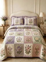 Vintage Mixed Rose Patchwork 3-Piece Quilted Bedding Set