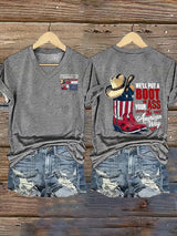 Women's V-neck WE'LL PUT A B00T IN YOUR ASS Print T-Shirt