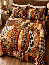 Patchwork Pumpkin 3‐Piece Quilted Bedding Set