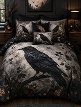 Vintage Forest Raven 3‐Piece Quilted Bedding Set