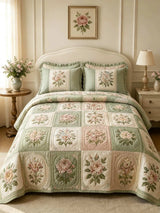 Vintage Rose Patchwork 3-Piece Quilted Bedding Set