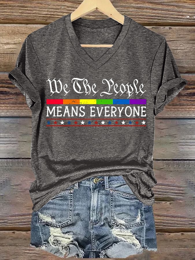 Women's We The People Means Everyone Printed V Neck T-shirt
