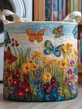 Garden Flutter  Quilted Laundry Basket