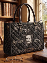 Dark Romantic Raven Quilted Leather Strap Bible Handbag