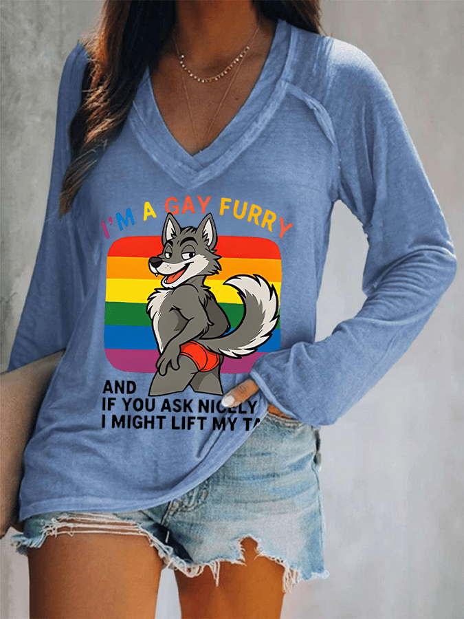 Women's  I'm a gay furry Funny LGBTQ Pride Month Shirt