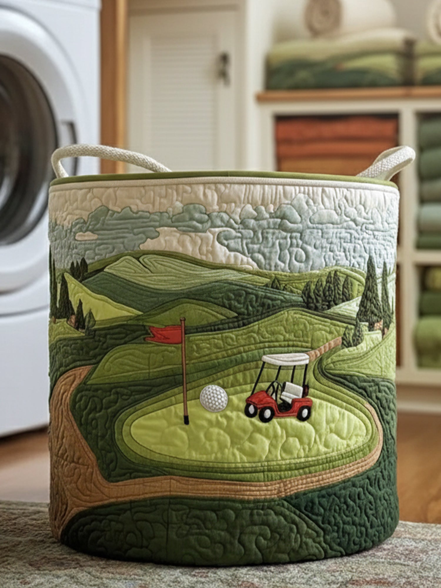 Sheep Haven Quilted Laundry Basket