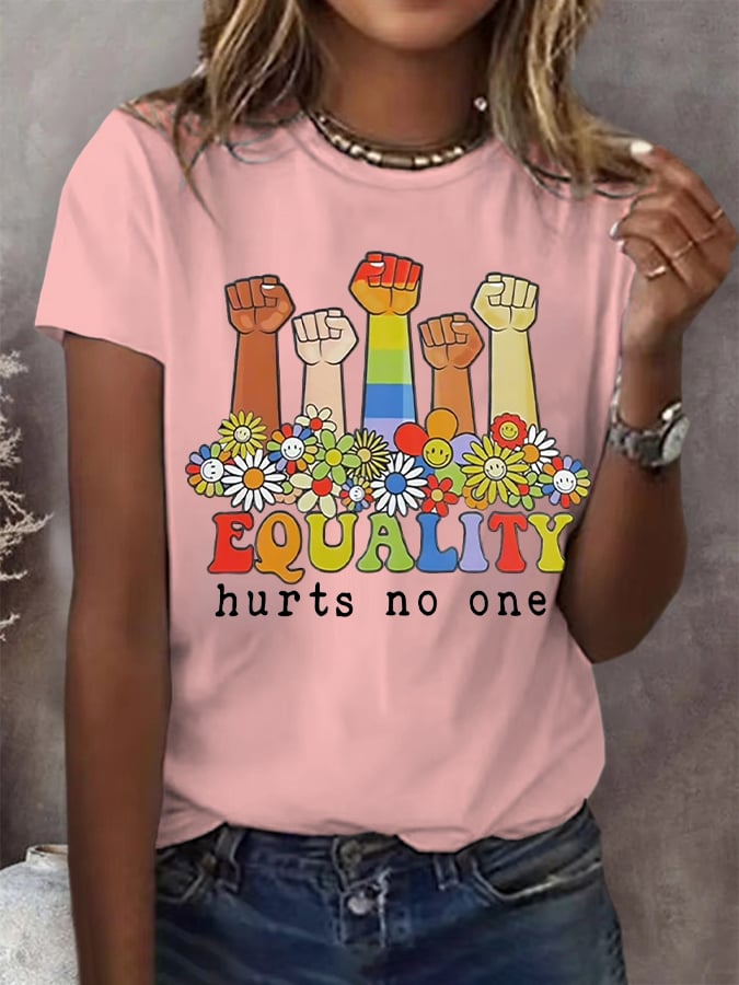 Women's Equality Hurts No One Print Round Neck T-Shirt