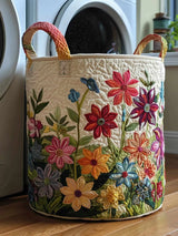 Flower Field Quilted Laundry Basket