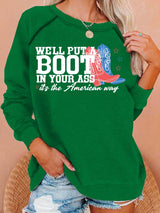 Women's  Courtesy of the Red, White and Blue Cowboy  Print Casual Sweatshirt