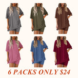 V Neck 2 Piece Sets for Women Summer Lounge Short Set Spring Matching Biker Shorts Oversized Shirt Clothing