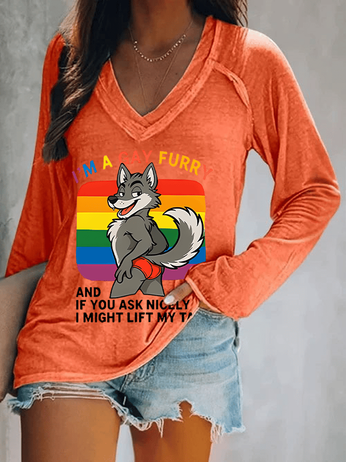 Women's  I'm a gay furry Funny LGBTQ Pride Month Shirt