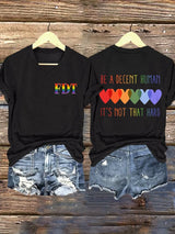V-Neck Retro FDT Be A Decent Human It's Not That Hard Print T-Shirt