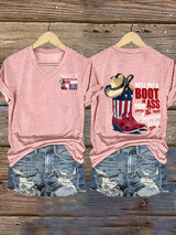 Women's V-neck WE'LL PUT A B00T IN YOUR ASS Print T-Shirt