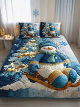 Snowmen Wonderland 3‐Piece Quilted Bedding Set